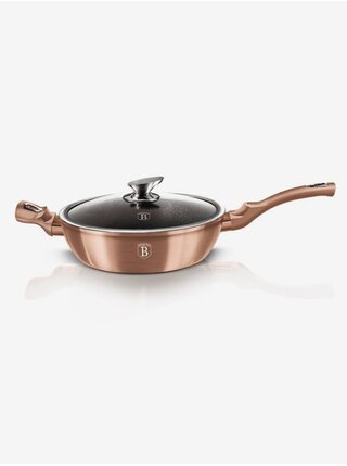 Pánev hluboká s mramorovým povrchem a poklicí 28 cm Rosegold Metallic Line BERLINGERHAUS