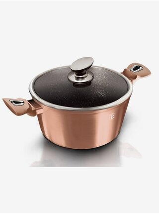 Kastrol s mramorovým povrchem a poklicí 28 cm Rosegold Metallic Line BERLINGERHAUS