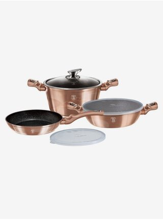 Sada nádobí s mramorovým povrchem 6 ks Rosegold Metallic Line BERLINGERHAUS