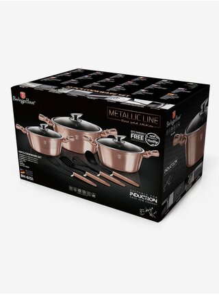 Sada hrnců s mramorovým povrchem 10 ks Rosegold Metallic Line BERLINGERHAUS