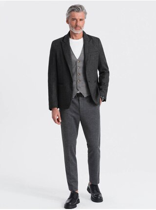 Tmavě šedé pánská žakárové sako Ombre Clothing