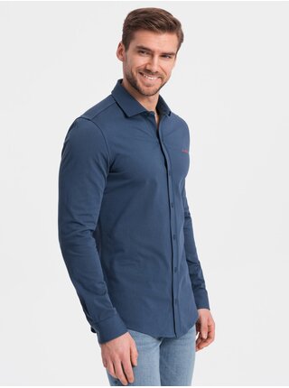 Modrá pánská žerzejová košile Ombre Clothing