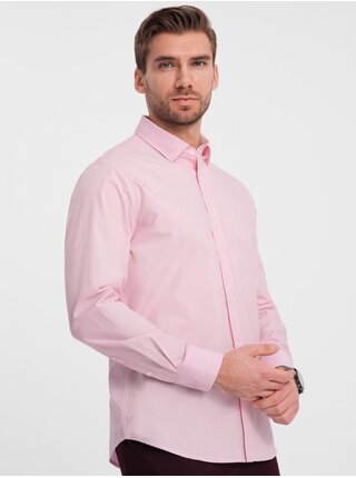 Klasické bavlněné tričko REGULAR Ombre Clothing růžová