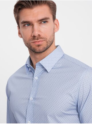 Světle modrá pánská bavlněná košile Ombre Clothing