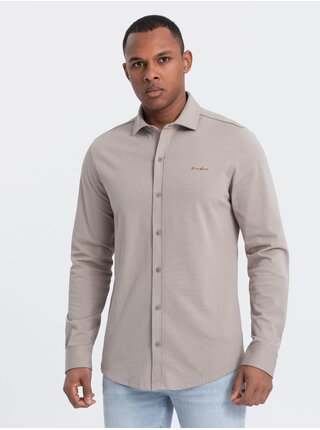 Šedá pánská žerzejová košile Ombre Clothing