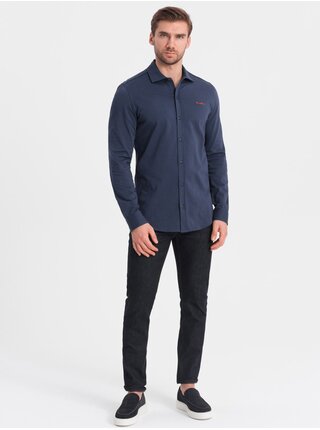 Modrá pánská žerzejová košile Ombre Clothing