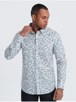 Šedá pánská vzorovaná košile Ombre Clothing