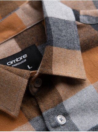 Černo-žlutá pánská kostkovaná flanelová košile Ombre Clothing
