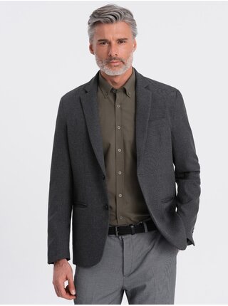 Elegantní pánské sako s ozdobnými knoflíky na manžetách Ombre Clothing šedá