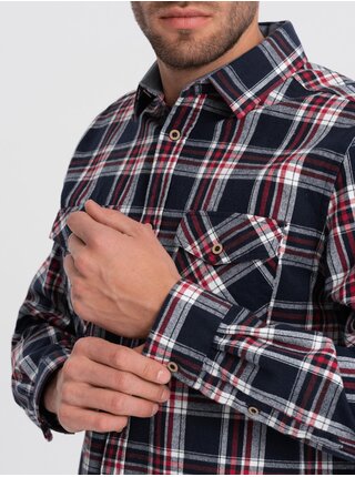 Modrá pánská flanelová košile Ombre Clothing