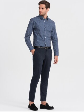 Pánská košile SLIM FIT s jemným vzorem Ombre Clothing modrá