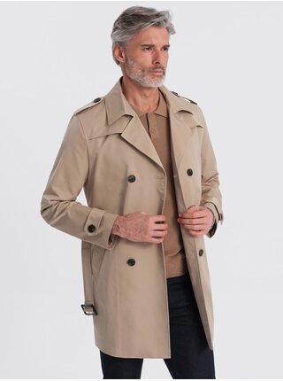 Béžový pánsky ľahký kabát Ombre Clothing
