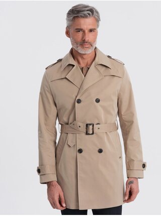 Béžový pánsky ľahký kabát Ombre Clothing