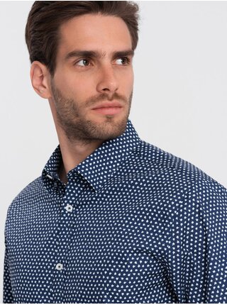 Pánská košile SLIM FIT s jemným vzorem Ombre Clothing modrá