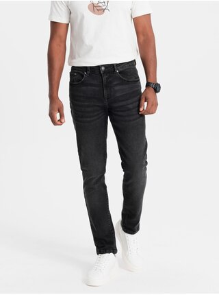 Černé pánské slim fit džíny Ombre Clothing
