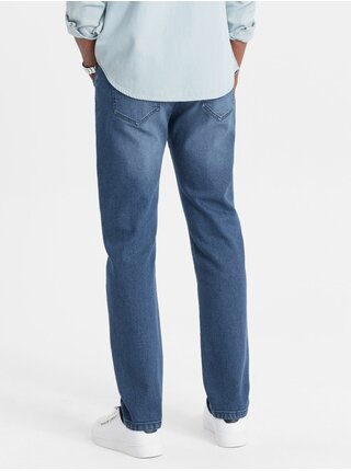 Modré pánské straight fit džíny Ombre Clothing