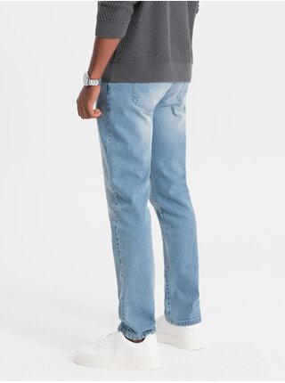 Světle modré pánské straight fit džíny Ombre Clothing