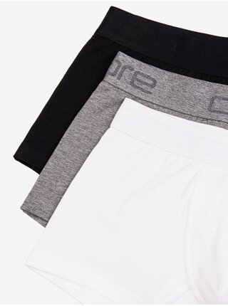 Sada tří pánských boxerek v šedé, bílé a černé barvě Ombre Clothing