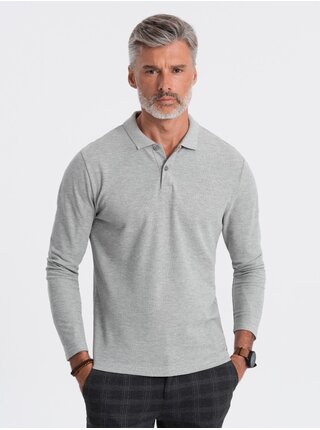 Sivé pánske polo tričko Ombre Clothing