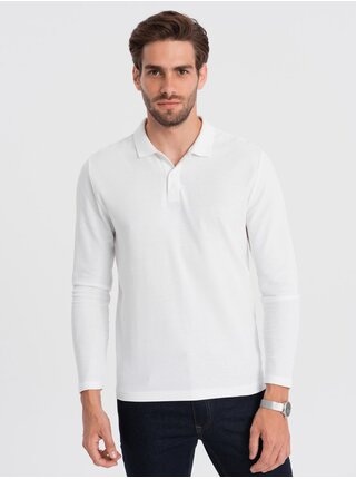 Bílé pánské polo tričko Ombre Clothing
