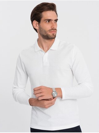 Biele pánske polo tričko Ombre Clothing