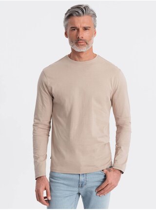 Béžové pánské basic tričko Ombre Clothing