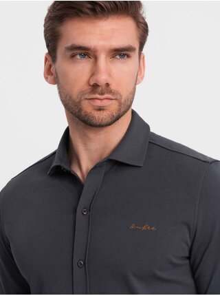 Šedá pánská žerzejová košile Ombre Clothing