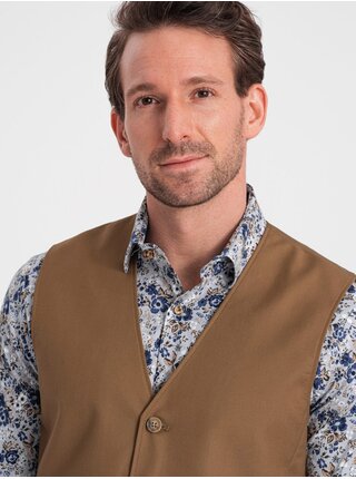 Hnědá pánská obleková vesta Ombre Clothing
