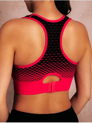 Černo-červená dámská vzorovaná sportovní podprsenka Edoti