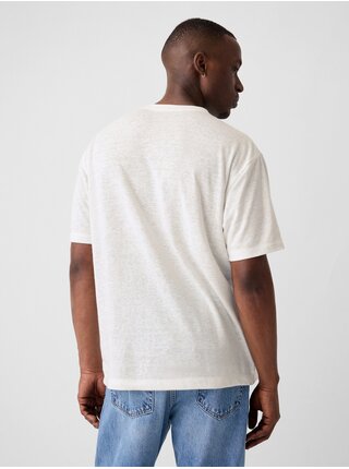 Bílé pánské lněné tričko GAP