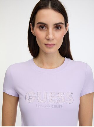 Světle fialové dámské tričko Guess Sangallo