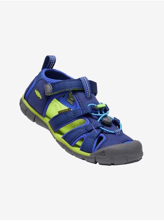 Modré detské outdoorové sandále s koženými detailmi Keen Seacamp II CNX