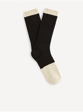 Béžovo-čierne vysoké ponožky Celio Fisobloco
