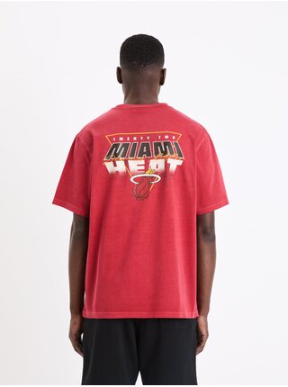 Červené pánské tričko Celio NBA Miami Heat