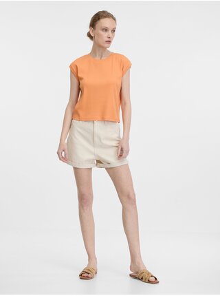 Oranžové dámske crop tričko s krátkym rukávom ORSAY