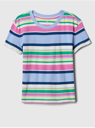 Modro-ružové dievčenské pruhované tričko GAP