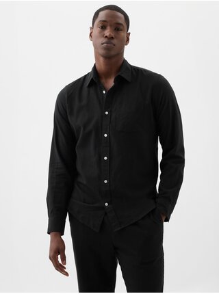 Černá pánská lněná košile standard GAP