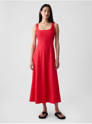 Červené dámske ľanové midi šaty GAP