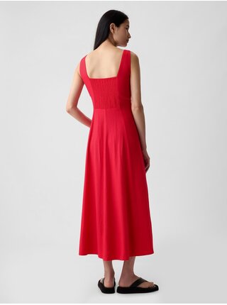 Červené dámske ľanové midi šaty GAP