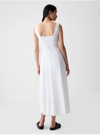 Biele dámske ľanové midi šaty GAP
