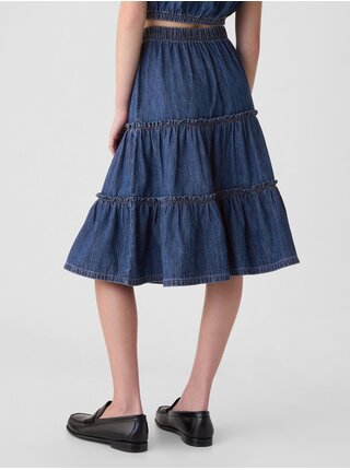 Tmavě modrá holčičí džínová midi sukně GAP