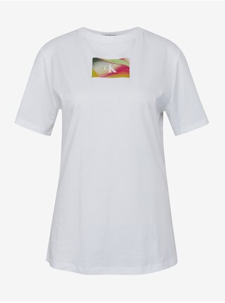 Biele dámske tričko Calvin Klein Illuminated Box Logo Slim Tee