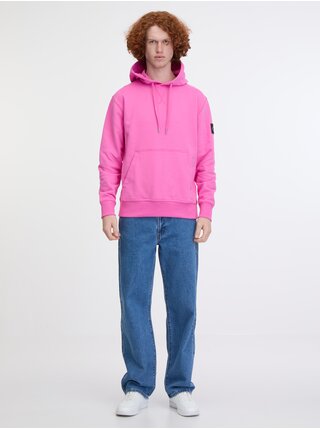 Růžová pánská mikina Calvin Klein Jeans Badge Hoodie