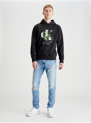 Černá pánská mikina Calvin Klein Jeans Mirrored CK Logo Hoodie