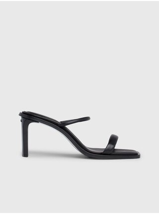 Čierne dámske kožené sandálky na podpätku Calvin Klein Heel Mule