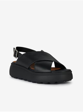 Černé dámské kožené sandálky Geox Spherica