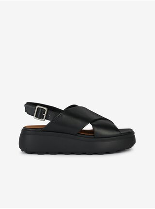 Čierne dámske kožené sandálky Geox Spherica