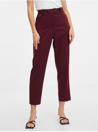 Vínové dámske nohavice s prímesou vlny Calvin Klein Jeans