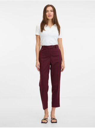 Vínové dámske nohavice s prímesou vlny Calvin Klein Jeans