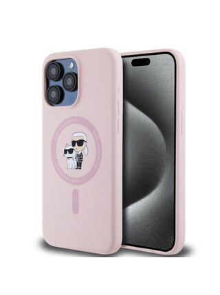 Liquid Silicone Karl and Choupette Magsafe Zadní Kryt pro iPhone 14 Pro Max Pink Karl Lagerfeld